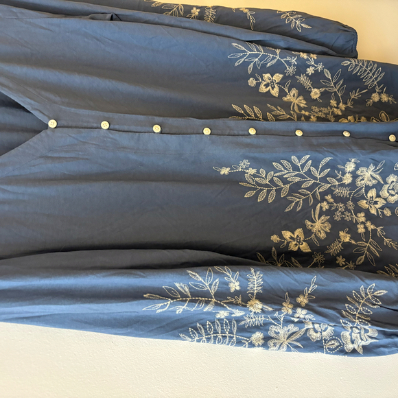 J.Jill Blue Long Sleeve Button-Down Tunic - Size M Tall - Picture 7 of 7